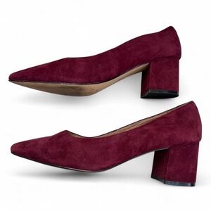 Nordstrom Brand Halogen Burgandy Suede Block Heels Size 8